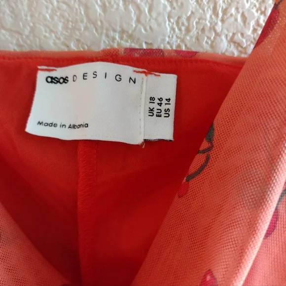Asos Cherry Mesh Cowl Dress Size US 14 NWOT - Picture 11 of 15